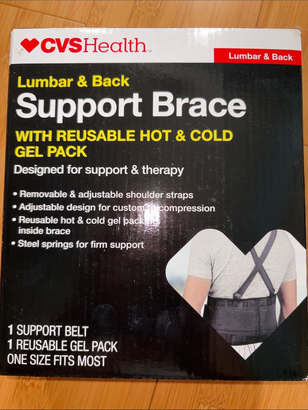 Lumbar & Back Support Brace with reusable Hot & Cold Gel Pack